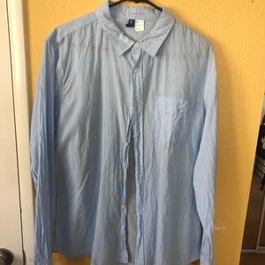 H&M DIVIDED MENS LARGE LIGHT BLUE L/S BUTTON DOWN